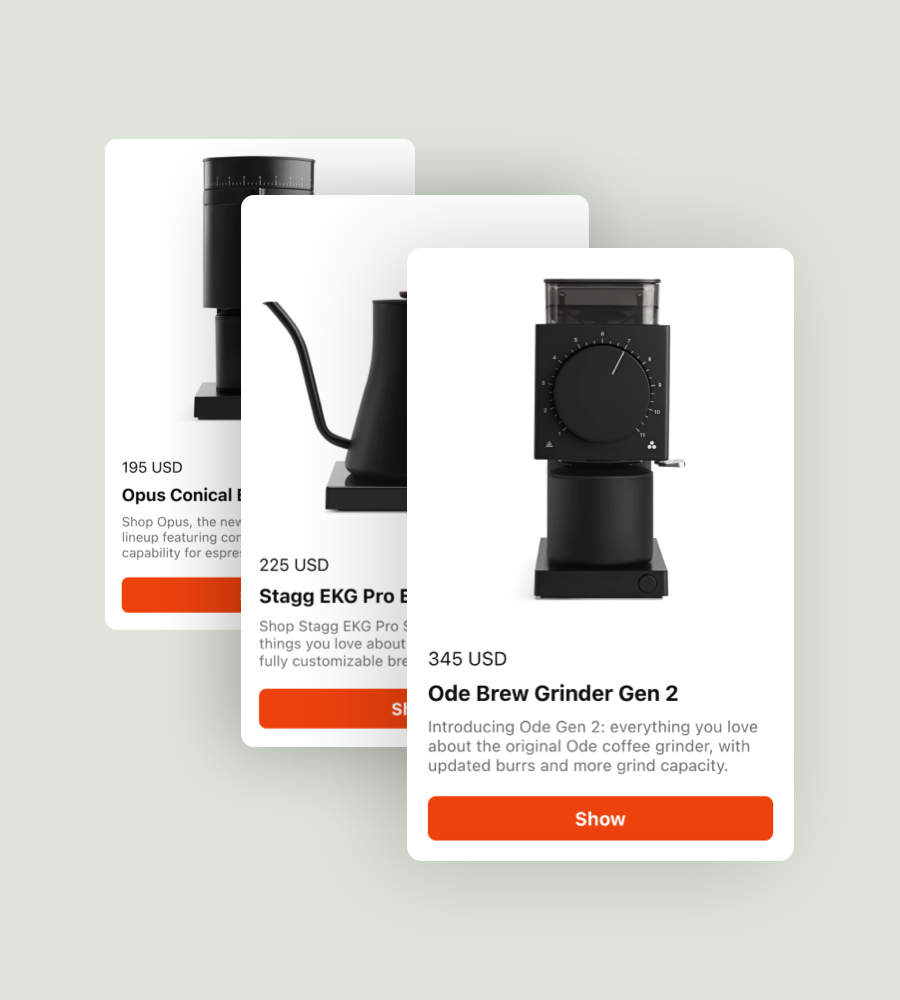 Product Cards widget