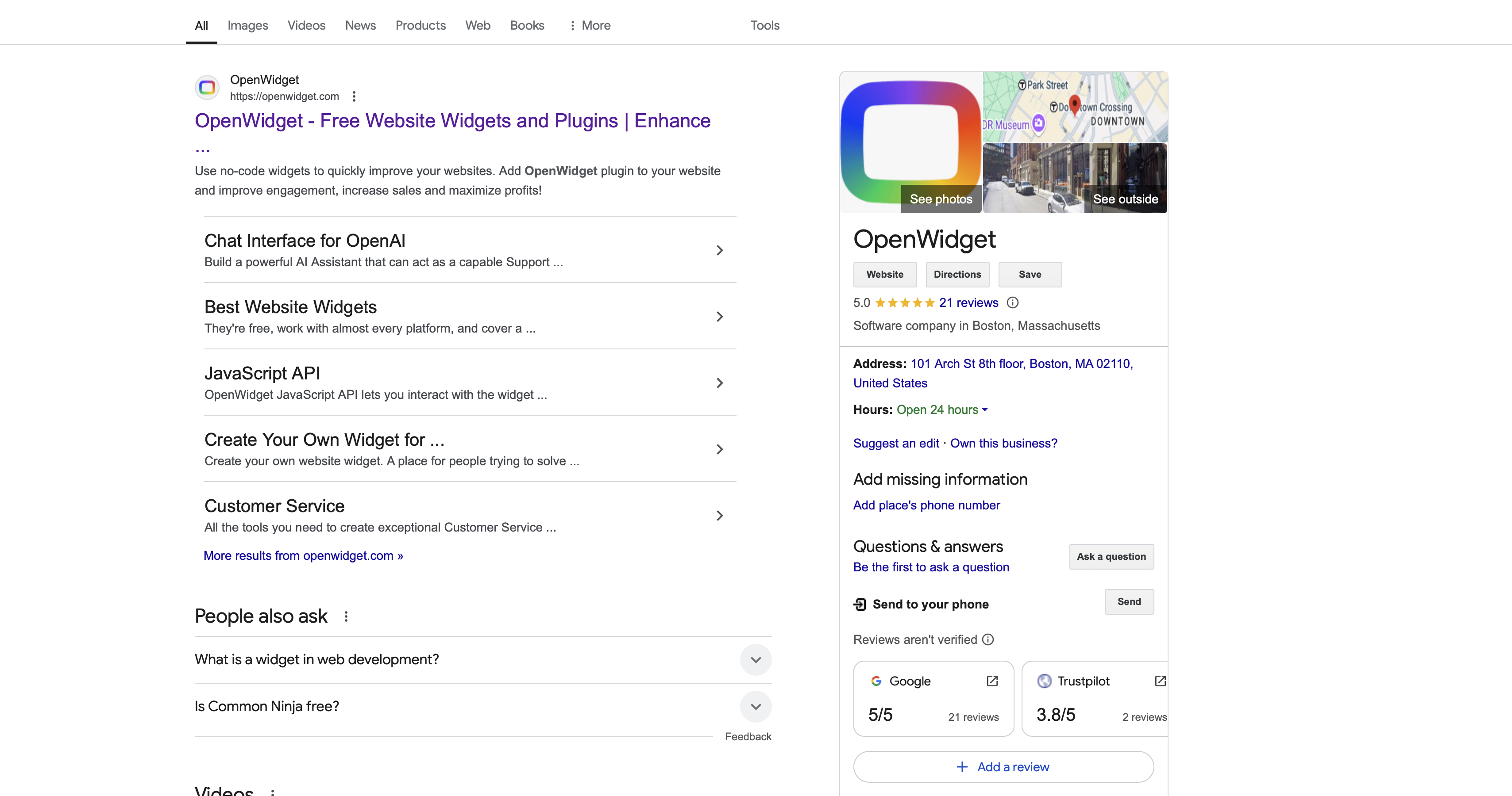 OpenWidget's Google Business Profile