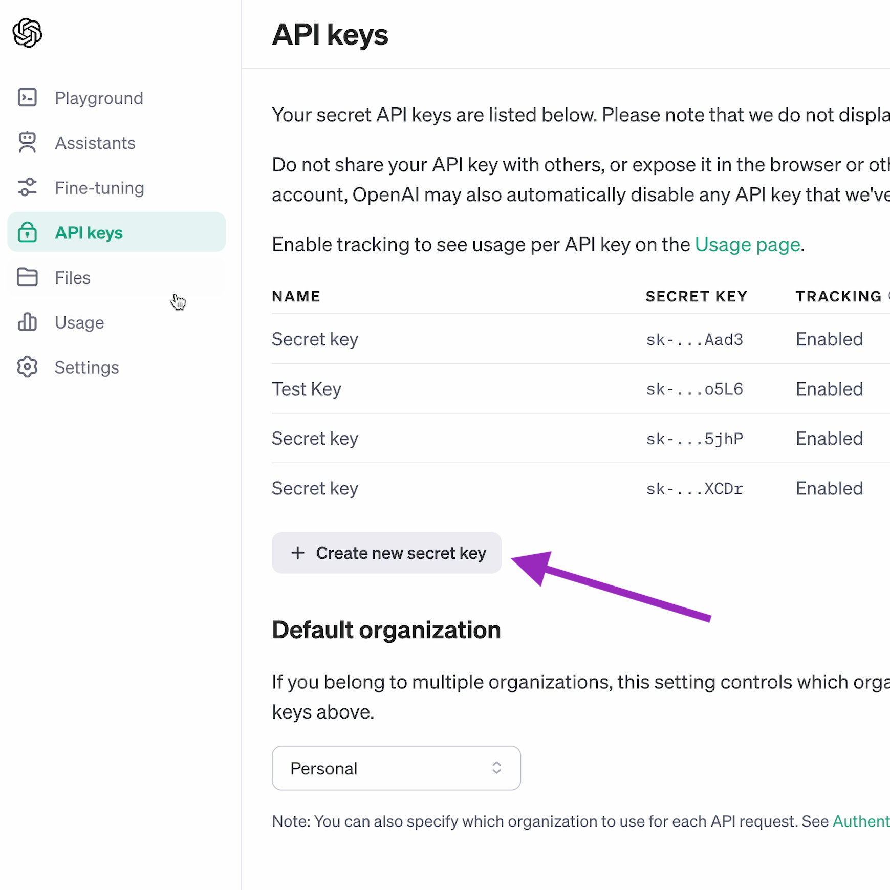 2. Create OpenAI's API key