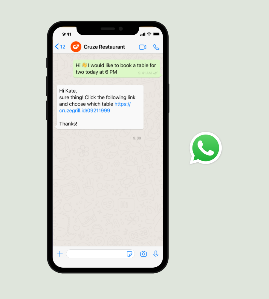 Screenshot of WhatsApp Chat Widget on a website